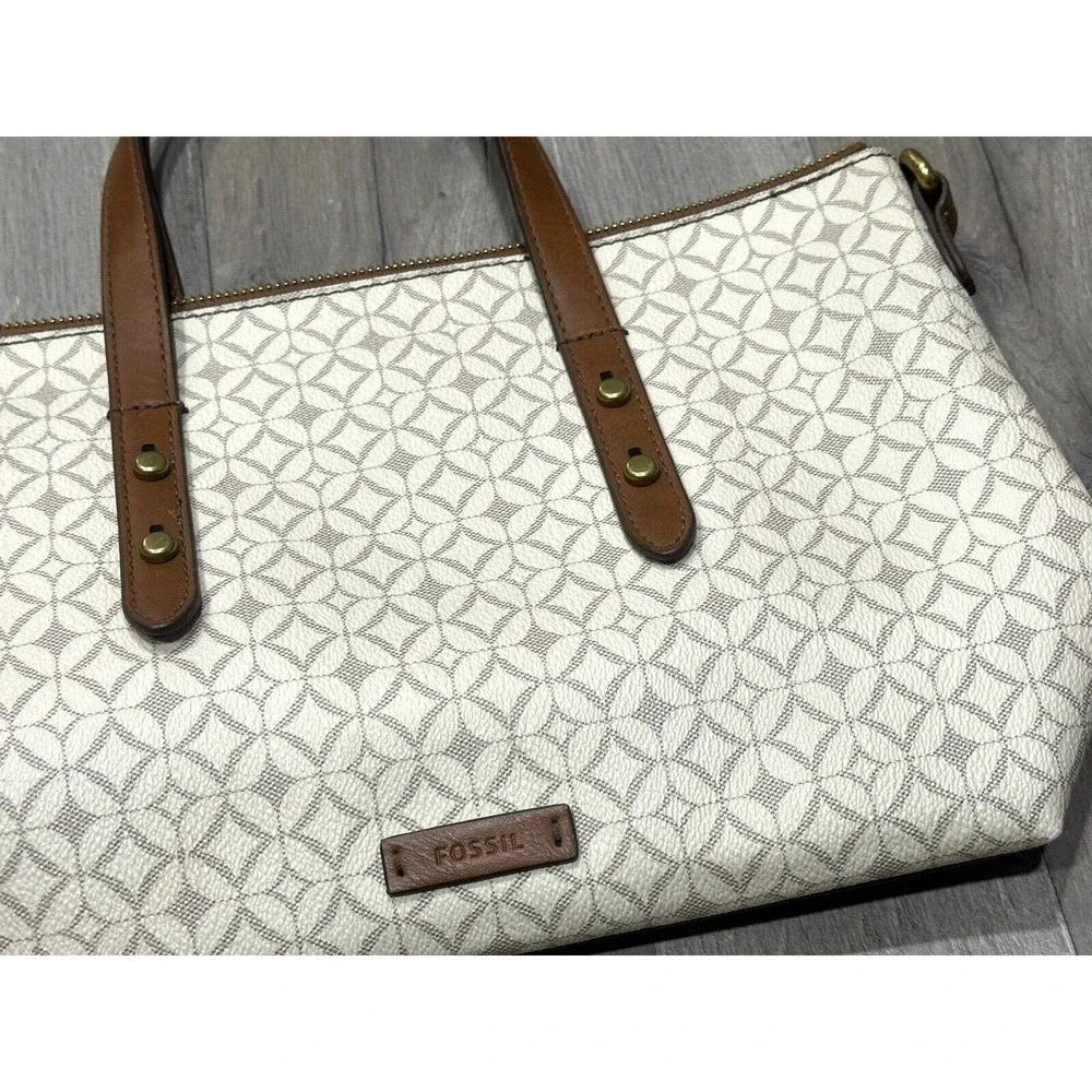 Fossil Sydney Bone Women's Small Beige Brown Tote Purse (NO CROSSBODY STRAP)